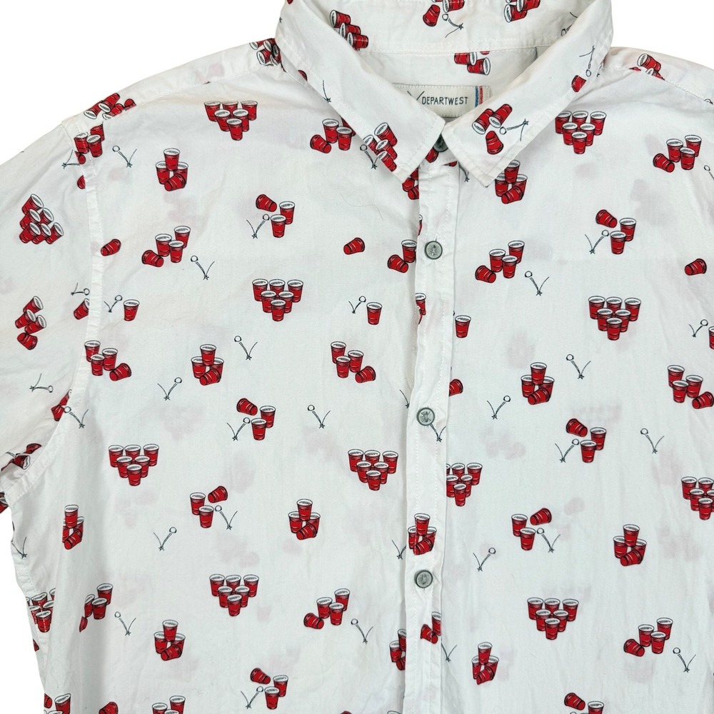 Beer Pong Red Solo Cup Departwest Shirt Large White Short Sleeve Party Frat